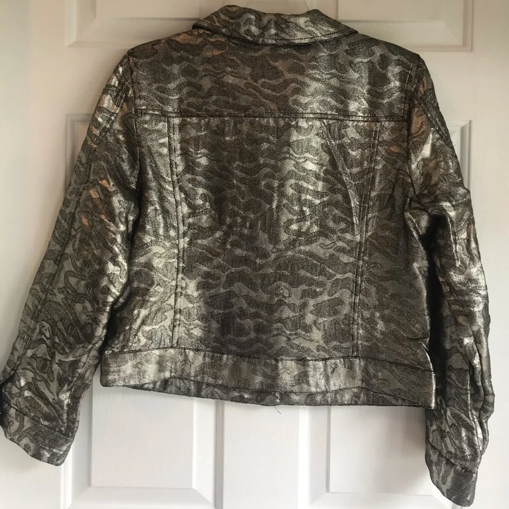 Chico’s size 1 black and gold short jacket. - Picture 5 of 8